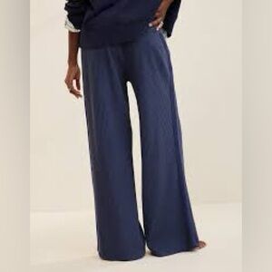aerie Wide Leg Ribbed Lounge Pants in Slate Blue